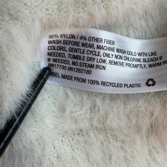 Cat and Jack Fuzzy Sparkle Cardigan Sweater Cream Youth 7/8 faux gem buttons - Picture 10 of 13